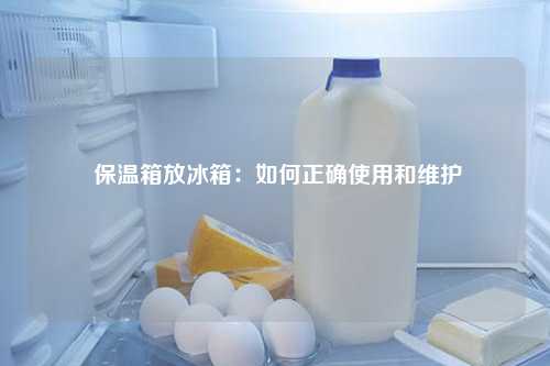  保温箱放冰箱：如何正确使用和维护