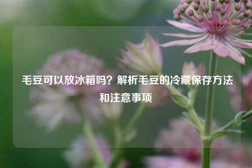  毛豆可以放冰箱吗？解析毛豆的冷藏保存方法和注意事项