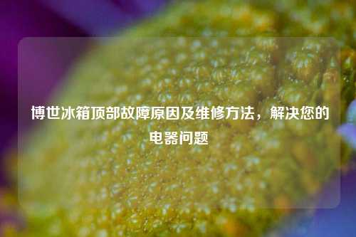  博世冰箱顶部故障原因及维修方法，解决您的电器问题