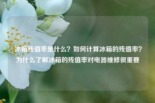  冰箱残值率是什么？如何计算冰箱的残值率？为什么了解冰箱的残值率对电器维修很重要