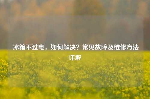  冰箱不过电，如何解决？常见故障及维修方法详解